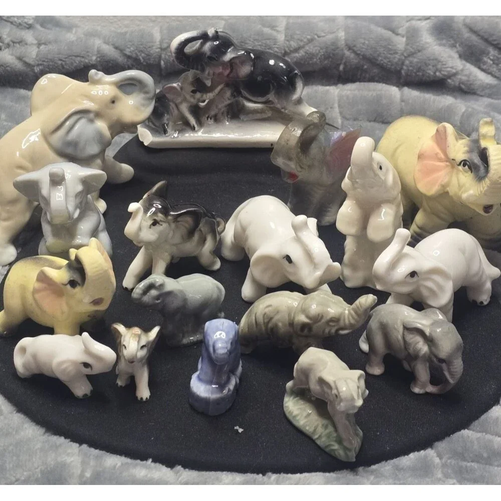 Lot Of 17 Vtg Miniature Elephant Figurines .5-3